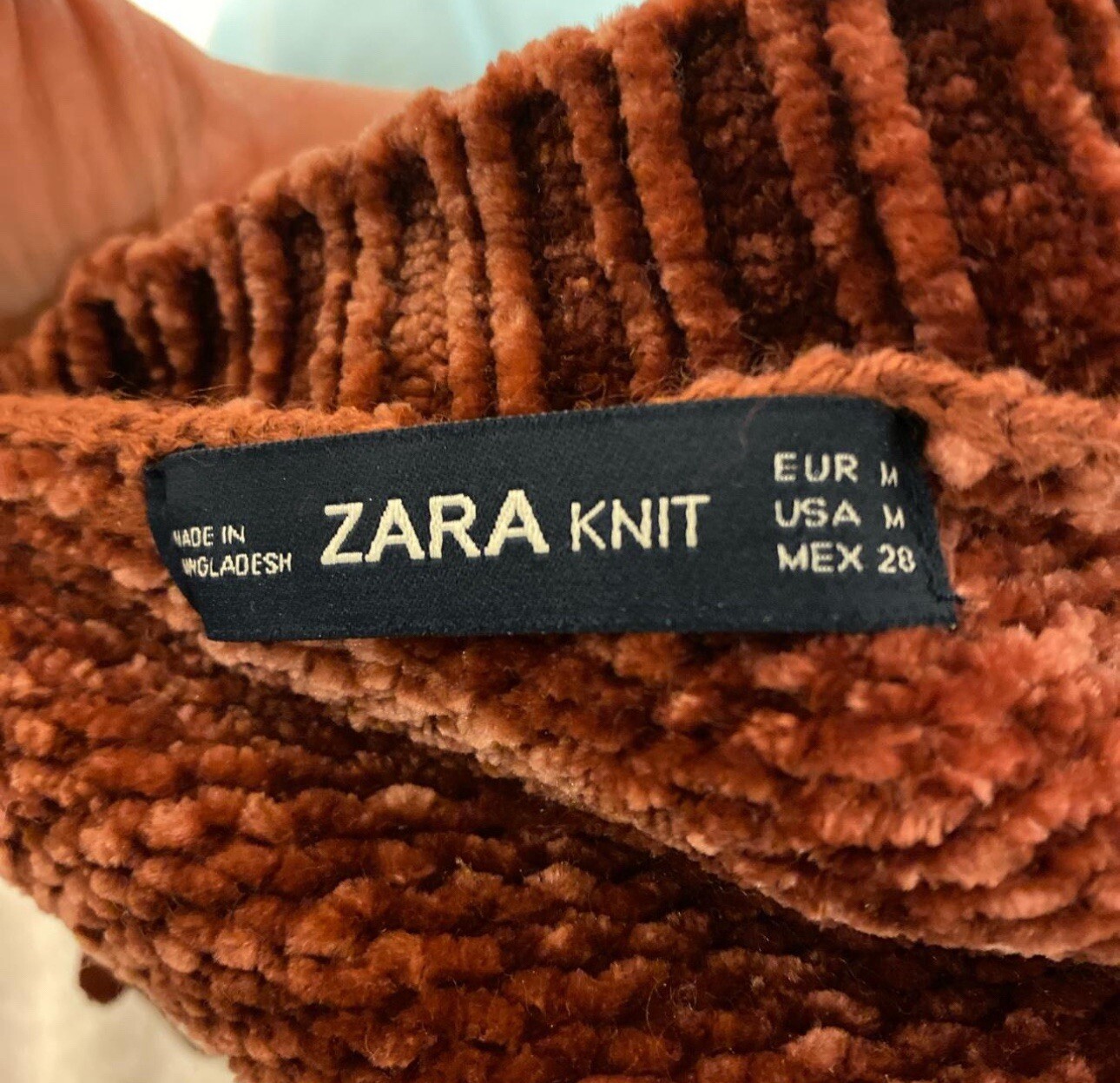 Zara Oversize Chenille Knit Sweater Chunky Burnt Orange Red Super Soft Winter image 3