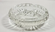Vintage 1950's Cut Glass Large Ashtray fan cuts wheel cuts, hobstar fern pattern