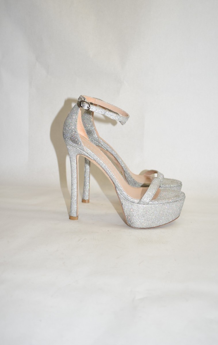 $600 STUART WEITZMAN NUDIST HOLLYWOOD METALLIC PLATFORM