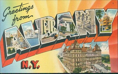 Albany, New York - large letter vintage postcard - multiple views, unposted NY