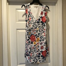 Loft Floral Flutter Sleeve Lined Shift Dress Size Small EUC
