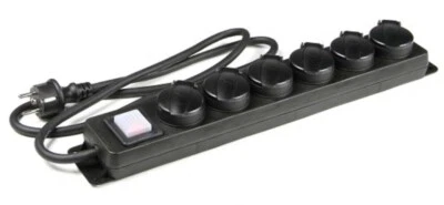 VARYTEC 6-fach Outdoor Schuko Steckdosenleiste mit beleuchtetem Schalter IP44 für Außen