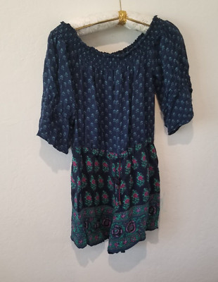 Anthropologie Womens Blue Ett Twa Romper Medium Navy Purple Floral Printed