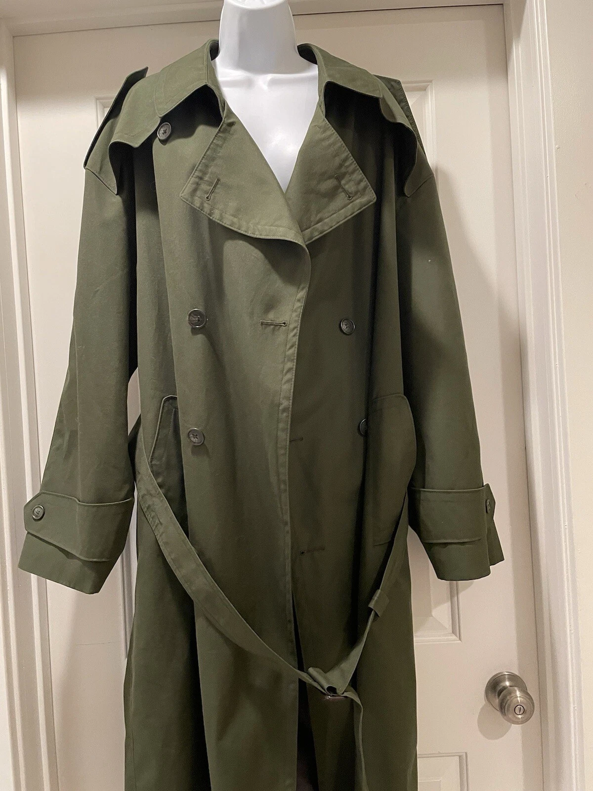 Trench cappotto uomo Christian Dior lunghezza intera taglia 42R verde beige doppiopetto