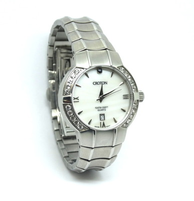 Ladies Swiss CROTON Mother of Pearl CZ Sapphire Crystal  display picture 1