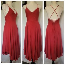 Lulu's Red Lace-up Fit & Flare Midi Dress Size XS