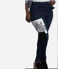 size 12 DG2 by Diane Gilman ClassicStretch Appliqué Patch Skinny Indigo new