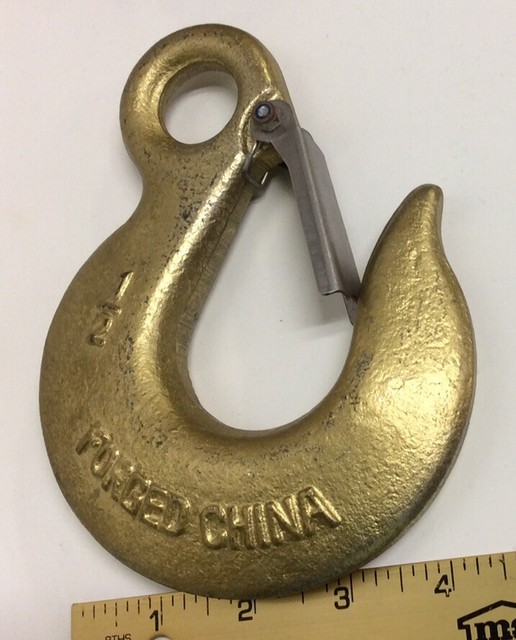 Eye Slip Hook High Test 1/2”W/Latch WLL 9200 Lb Chain Winch 2/Pack