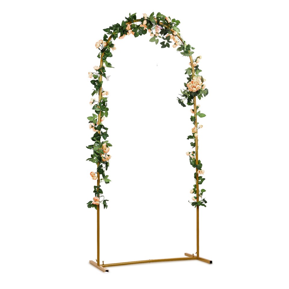 6FT, 5FT, 4FT Set of 3 Golden Metal Arch Backdrop Stand, Flower Stand