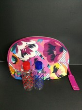 Estee Lauder Flower Print Canvas Cosmetic Makeup Bag  2 Travel Bottles