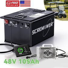48V 105Ah Golf Cart Lithium LiFePO4 Battery Club Car 200A BMS 15000 Deep Cycles