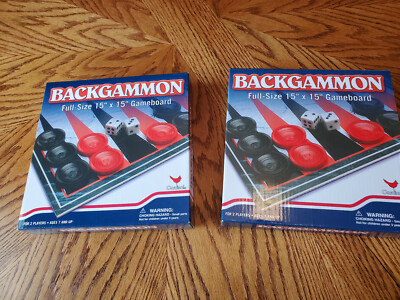 Backgammon Games 2 New in Box Full Size Family Fun 15x15 Board Game by Cardinal