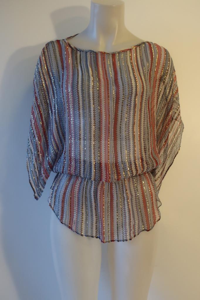 トップス L'Appartement Dolman sleeve sheer Blouse Womens Parker Multicolor Silk Dolman Sleeve Semi-Sheer