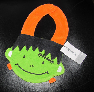 Halloween Baby Bib Frankenstein  One Size Snap Closure Terrycloth Carter s NEW