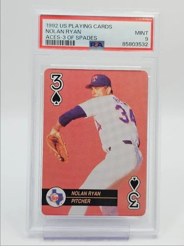 NOLAN RYAN 1992 US PLAYING CARDS ACES BASEBALL 3 OF SPADES PSA 9 Q5190