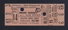 vintage GEORGE MCGINNIS MEL DANIELS 1972 ABA CONQUISTADORS @ PACERS FULL TICKET