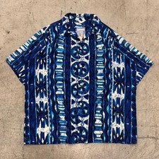 Vintage 60s Abstract Print Loop Collar Hawaiian Button Up Shirt Large Tropicana