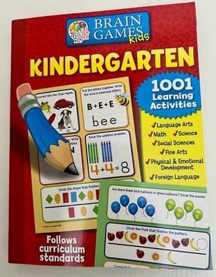 KINDERGARTEN WORKBOOK: BRAIN GAMES KIDS 1001 By Phoenix International Kids, NEW!