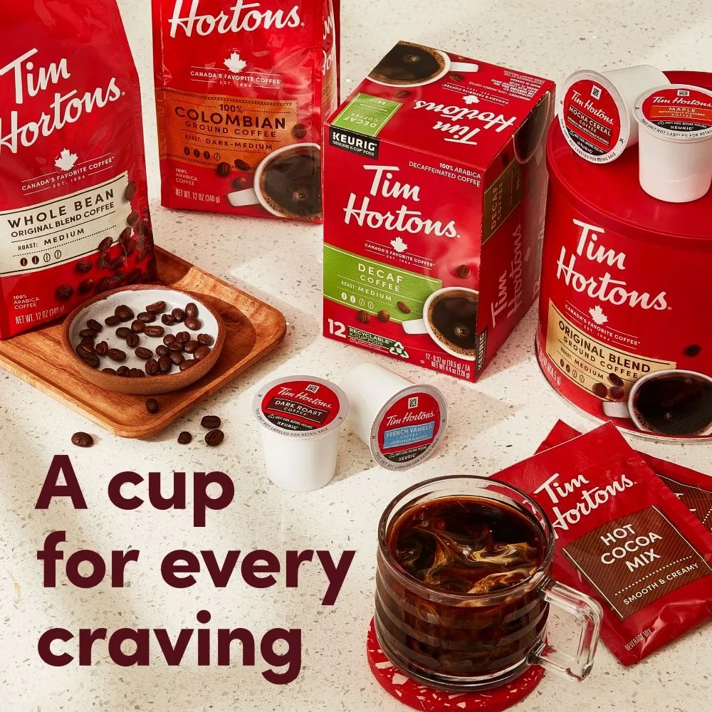 Tim Hortons French Vanilla Flavored Coffee, Medium Roast Ground Arabica, 12 oz B