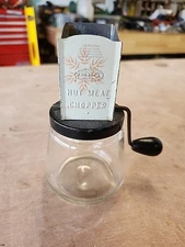 Vintage Androck Nut Meat Chopper Red Floral W Glass Jar Made In The USA 