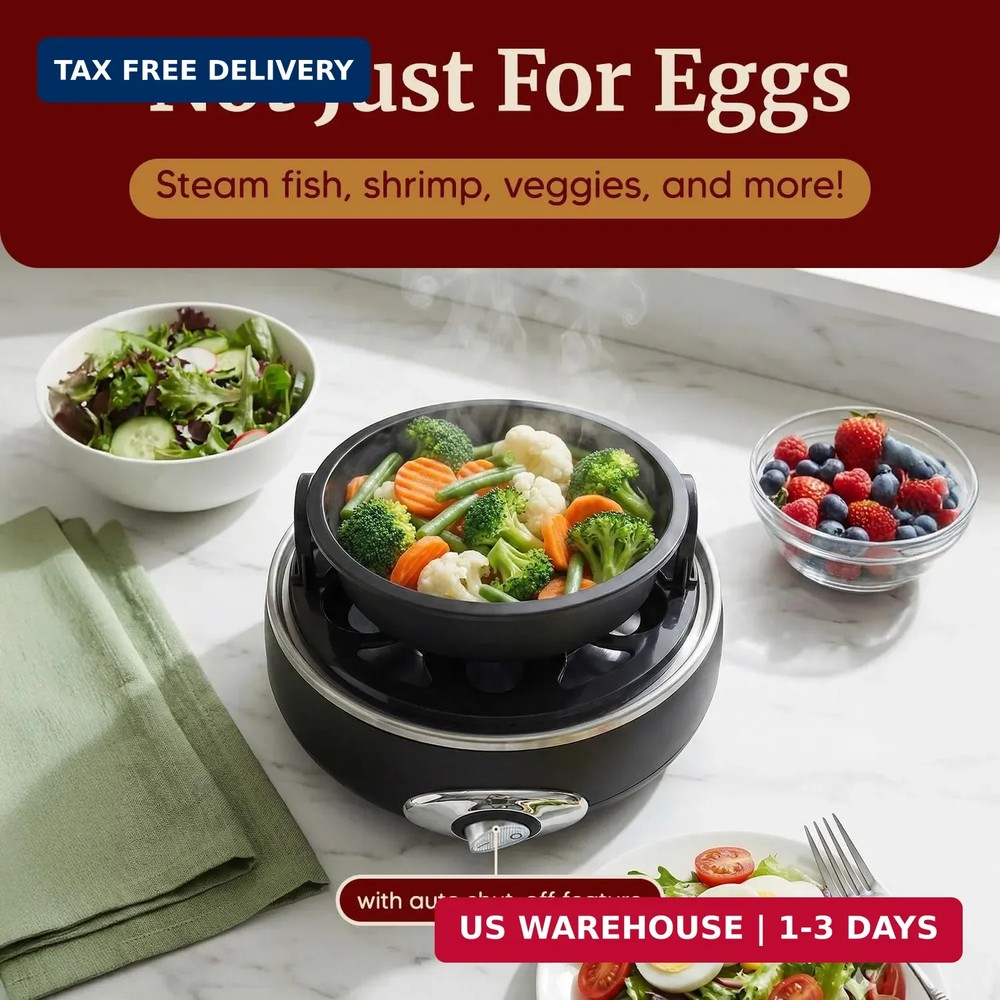 Rapid Egg Cooker, 7 Easy-To-Peel, Hard, Medium, Soft Boiled Eggs with Alarm