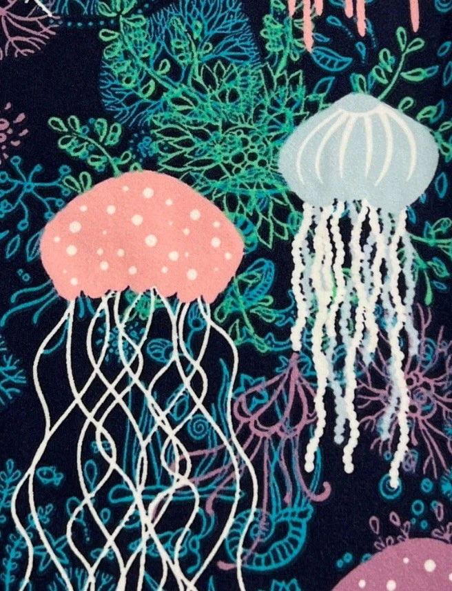 Leggings LuLaRoe OS Talla Única Difícil de Encontrar Raro AZUL Náutico MEDUSAS Océano Animal SUAVES Foto 3 de 4