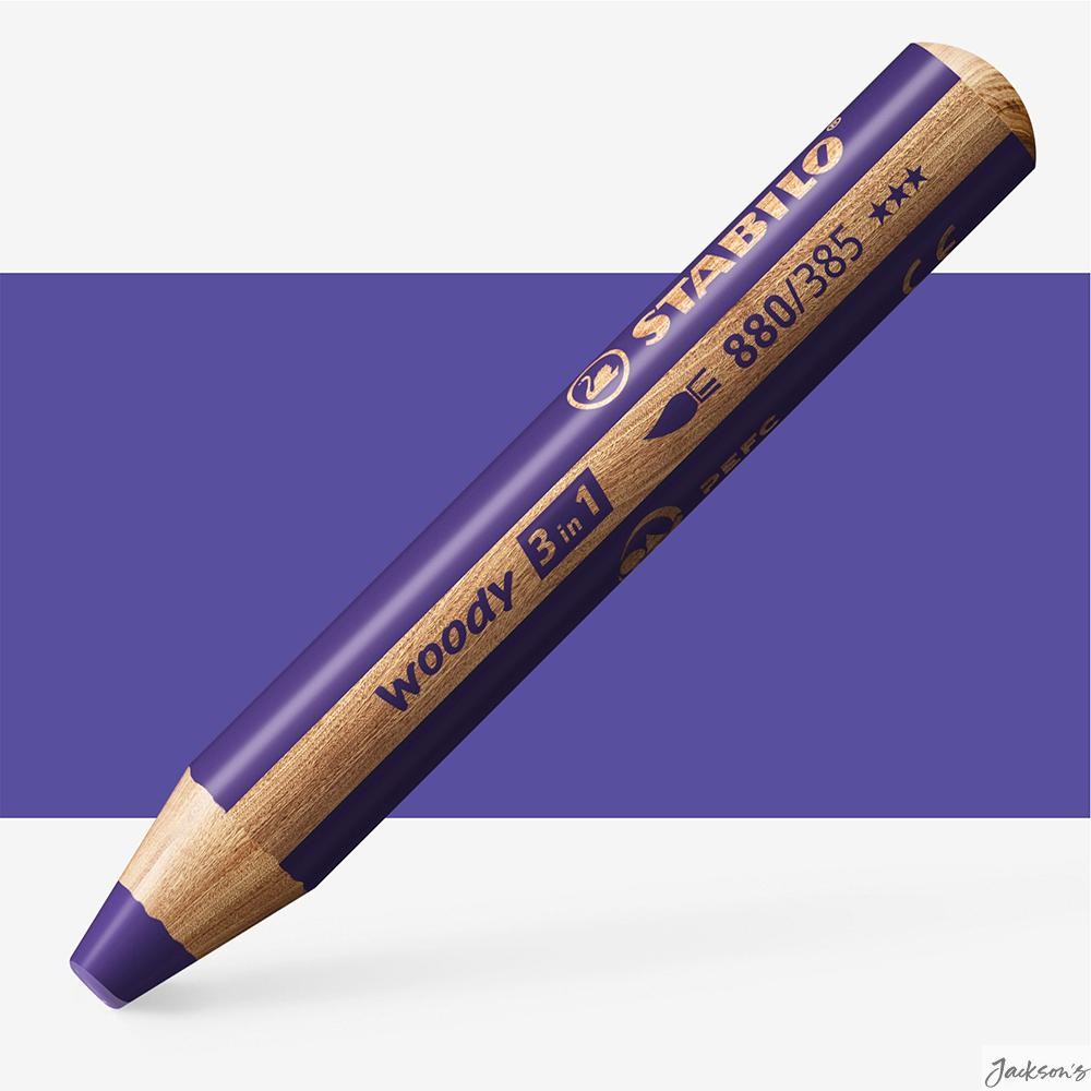 Stabilo Woody 3 In 1 Pencil PEFC Wood Violet For Drawing And Colouring