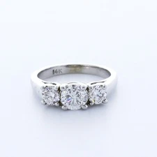 1.41ctw Natural Diamonds E/VS2 Round Cut 14K Gold Prong Classic Anniversary Ring