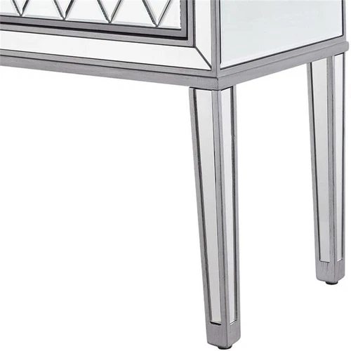 Elegant Decor Reflexion 2 Drawer 34" Mirrored Nightstand in Antique Silver - Picture 11 of 11