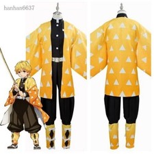 Comics Demon Slayer Agatsuma Zenitsu Cosplay Costume Robe Outfit Halloween Props