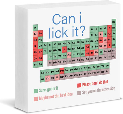 Funny Chemistry Desk Decor Periodic Table of Elements Wood Block Sign Classroom