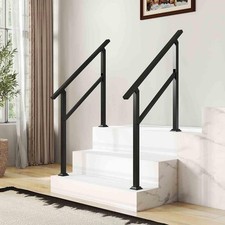 Black Outdoor Step Handrail with Flexible Angle Adjustment Fits 0 to 6 Steps