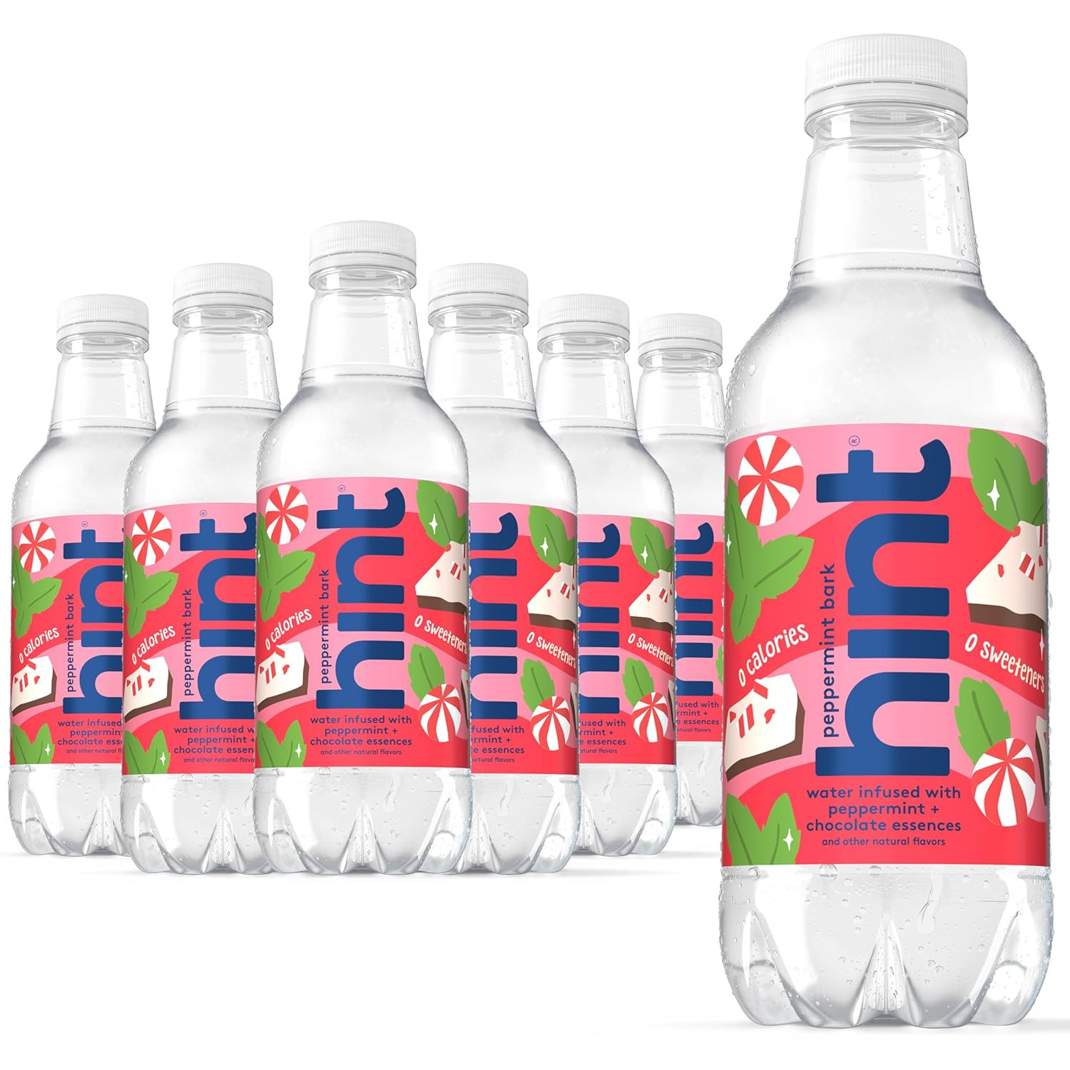 Fruit-Infused Bottled Water, Peppermint Bark- Sugar Free Flavored Water with Zer
