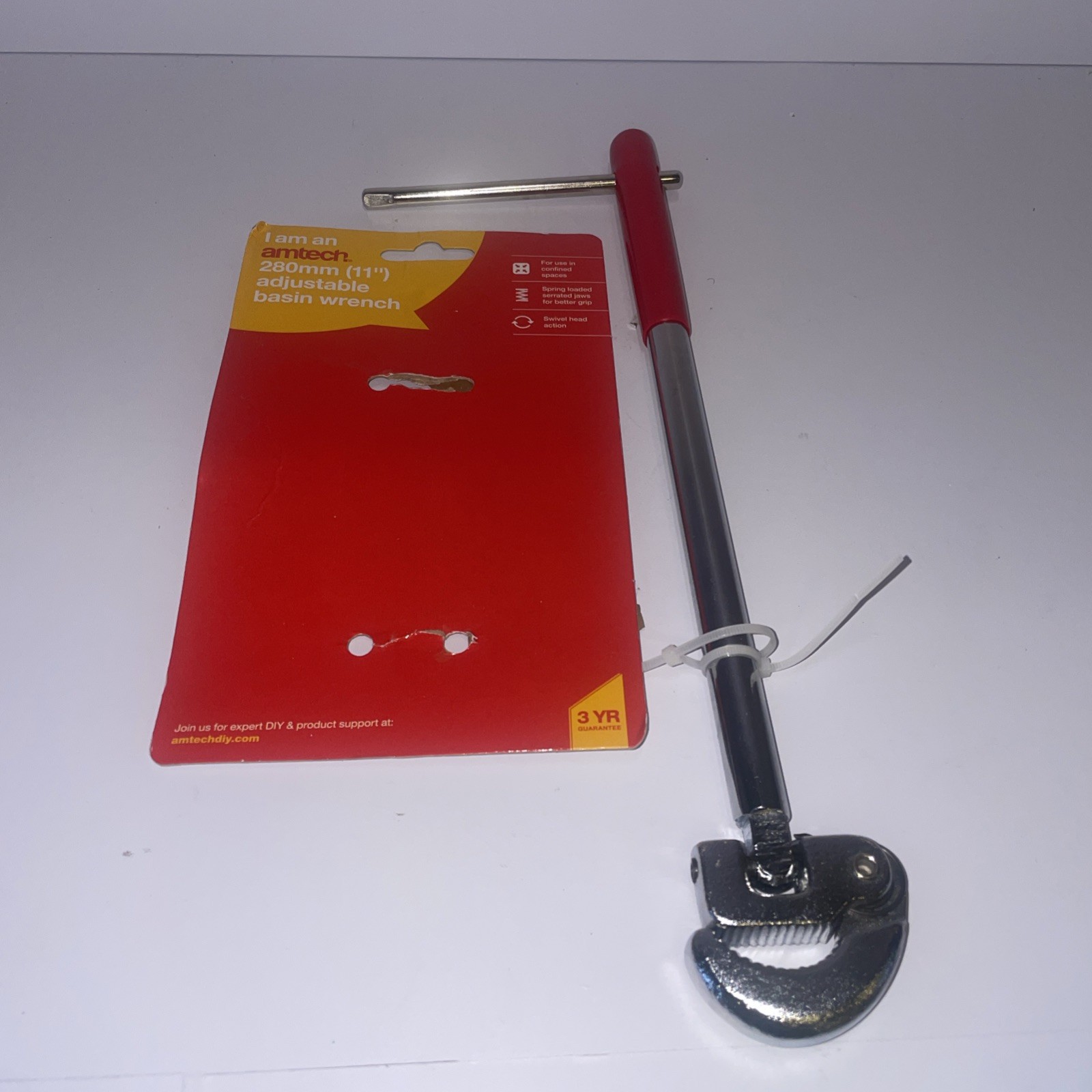 11"" Adjustable Basin Wrench With Swivel Head Tap Spanner Plumbing Sink Tool