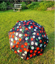 Jeju Camellia Flower Umbrella Parasol UV Protection Folding 3-Fold Rain Sun