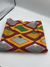 African Wax Print Fabric Gold Burgundy Green Geometric Cotton 5 Yards 44 Wide