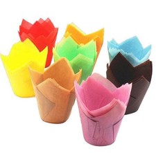 50x Tulip Muffin Cases Cupcake muffin Wraps Large Multiple Colours Wrapper