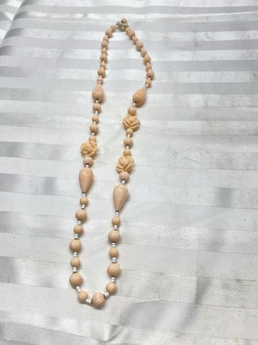 VTG MIRIAM HASKELL Pink Beaded Flower Necklace