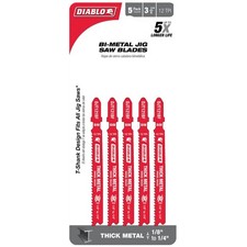 Diablo T-Shank 3-5/8 In. x 12 TPI Bi-Metal Jig Saw Blade for Thick Metal (5-Pack