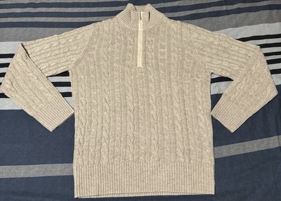 Loro Piana Mezzocollo Treccia 1/4 Zip Sweater Men's Size Medium