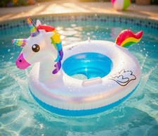 Anillo de natación inflable unicornio 70x55 cm flotador de piscina para niños juguete de verano duradero