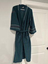 V TG 80 s 90 s Puritan Mens Lightweight Bathrobe Dad Robe One Size Green w/Tie
