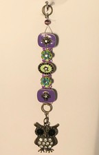 OWL DECOR - KEY CHAIN STYLE - Metal , Beads , Faux Gems - 6.4 -Fast Shipping