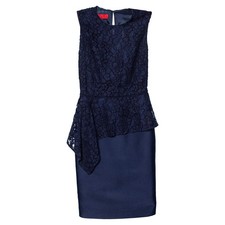 CH Carolina Herrera Navy Blue Lace Sleeveless Peplum Dress XS