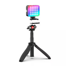 Vlogging Kit with RGB LED Light, Lavalier Wireless Microphone, Selfie Stick Trip
