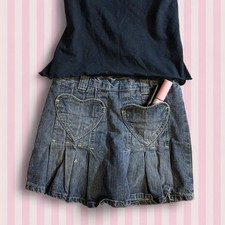 Faded Glory Girls Denim Skirt with Heart Pockets