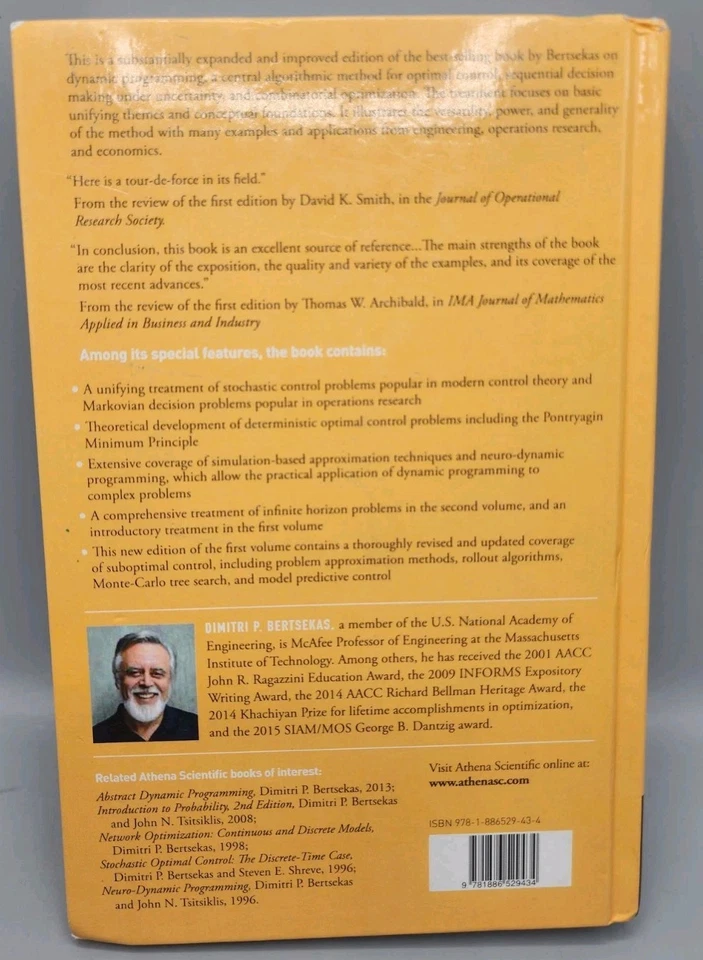 DYNAMIC PROGRAMMING AND OPTIMAL CONTROL, VOL. I, 4TH Edition Dimitri Bertsekas - Image 2 of 4