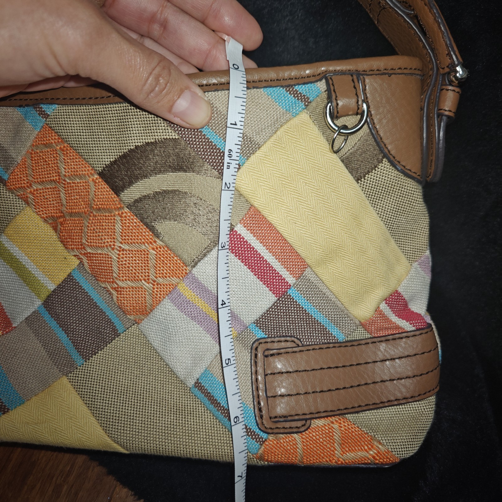 Etienne Aigner Patchwork Canvas Leather Trim  Mul… - image 13