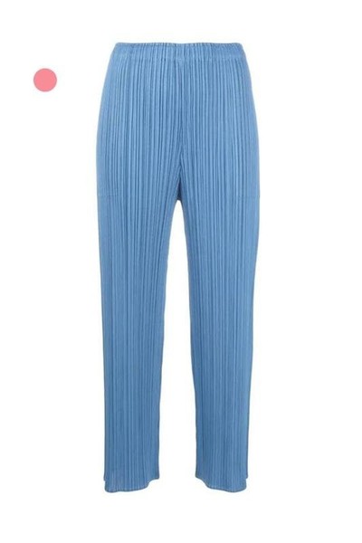 Women Issey Miyake Trousers Blue Polyester 38
