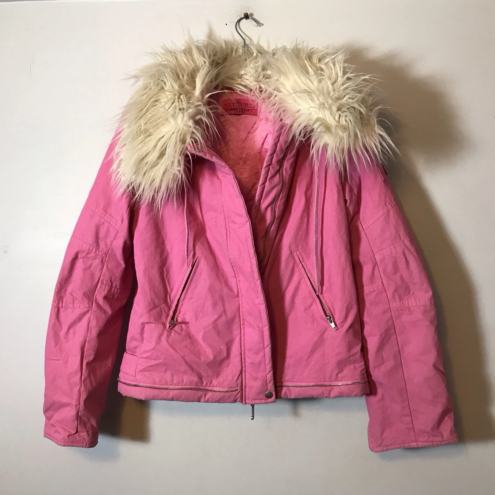 Vintage Juicy Couture Y2K 90s Pink Fur Collar Parka Coat Womens Size Medium
Opens in a new window or